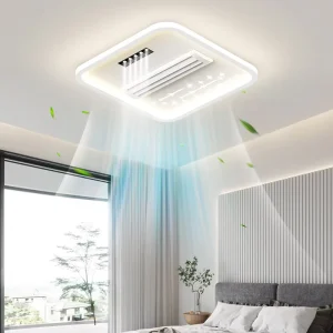 Intelligent Voice & Remote Control Modern AC Acrylic Living Room Smart Bladeless Full Spectrum Ceiling Fan Lamp with Light
