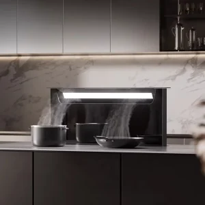 Internal Circulation Range Hood DC Inverter Touch Control Kitchen Exhaust Fan Class Energy Efficiency 51 60dB Quiet Stainless
