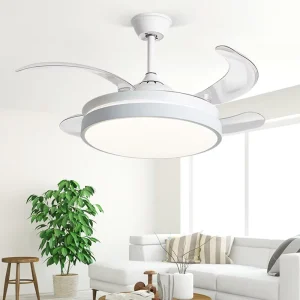 Invisible LED Ceiling Fan Light Remote Control Low Noise DC Motor for Bedroom Living Room