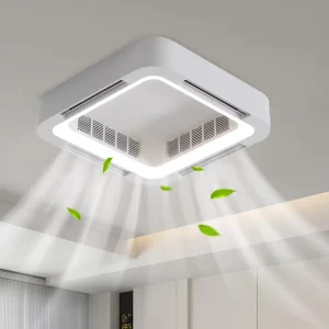 High Velocity Retractable Design Six-Speed LED Ceiling Fan Light Full Copper Three Color Remote Control Dimmable High Airflow