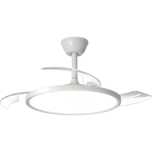 Iron Retractable Ceiling Fan with LED Light & Remote Control High Airflow 48″ Blade Super Quiet Copper Motor Modern Design