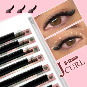 J Curl Matte Black Cashmere Blooming Flower Lash Extension Silk Auto Fans Lash Trays Mink Easy Fan Eyelash Extensions