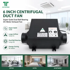 JIUYEFENG Super Quiet 6 Inch Centrifugal Duct Fan Dual Ball Bearing DC Motor Exhaust Fan 220 240V for Office Hotel Apartment