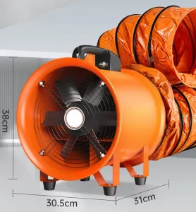 JJW 10-Inch 220V Portable Axial Flow Fan Industrial Exhaust Fan OEM 370W 2100m3/h Mobile Powerful Extractor Blower Small