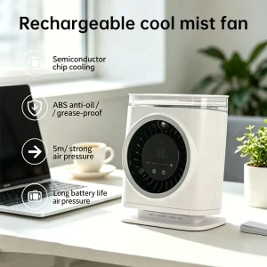 Japan Korea Home Camping Semiconductor Table Cooling Fan Portable Misting Fan Rechargeable Air Cooler Fan