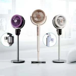 K8 3D Printing Black Electric Air Circulation Fan Stainless Steel Tower Pedestal Shaking Head Floor Fan Household Remote Control