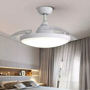 KBS 42 Inch Smart Ceiling Fan Chandelier Fan Invisible Retractable Ceiling Fan with Light and Remote Control