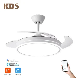 KBS 42 Inch Ventilador De Techo Smart Retractable Ceiling Fan With Light and Remote Control for Indoor Home Apartment
