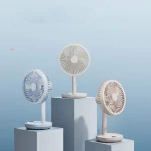 KINSCOTER Smart Oscillating Desk Fan 4000Mah USB Angle Adjustable Silent Rechargeable Fan 5 Wind Speeds for Home Office Gift