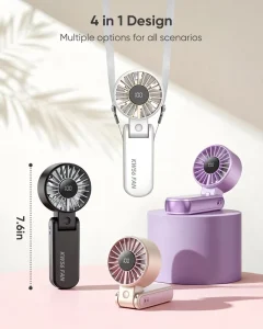 KW56 Electric Wearable Handheld Portable Fan 8m/s 5-Speed Settings Brushless Motor Quiet Operation 4000mAh USB Rechargeable
