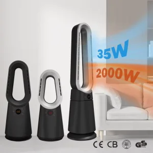Kipas Angin Ruang Tamu Smart Cool Air Circulation Fan Leafless Bladeless Hot and Cold PTC Fan Heater With Light