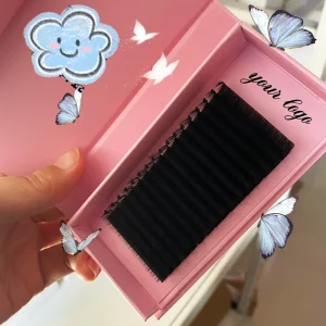 Korean PBT Jet Black Lash Sample Eyelash Extensions Individual C CC D J Curl Volume Velvet Mink Dark Matte Cashmere Lash Trays