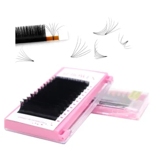 Korean PBT Lashes Handmade Fans Blooming Lashes Trays Vendor Cashmere Faux Mink Easy Fanning Lash Extensions Faux Mink Easy Fan