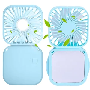 L9 Portable USB Charging Small Mini Neck Hanging Fan Handheld Rechargeable Air Cooling Foldable Fan With Mirror