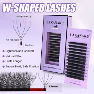 LAKANAKU 3D 4D 5D W U Shape Lash Clover Y Lash Extensions Double Tip C D Premade Volume Fans Private Label Extensions De Cils Uu