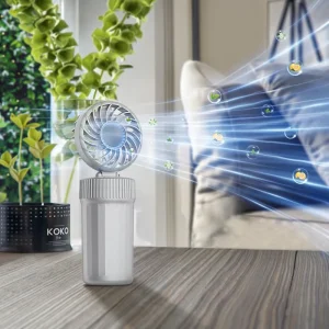 LAMJIE Dual Purpose Table Top Water Mist Fan USB Rechargeable 5000mAh Battery Operated Plastic Material Mechanical Control