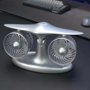 LAMJIE Energy Saving Rechargeable USB Cooling Fan 3-Speed Plastic Night Light Shaking Head for Office Garage Car Hotel Use