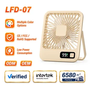 LCD Display 5-Speed Personal Cooling Fan Type-C Rechargeable Handheld Desk Mini Fan with Quiet Operation for Office and Dorm