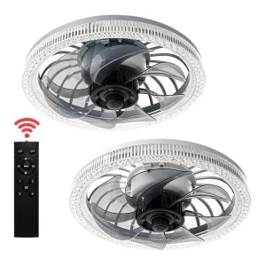 LED Ceiling Fan Light 2 in 1 Smart Remote Control Flush Mount Ceiling Fan with Dimmable Light DC Motor for Bedroom Living Room
