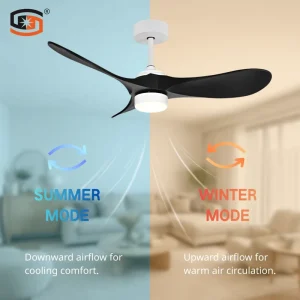 LED Ceiling Fan Light 42 Inch Reverse Rotation Dimmable Black White Wood Finished Ceiling Fan With Light