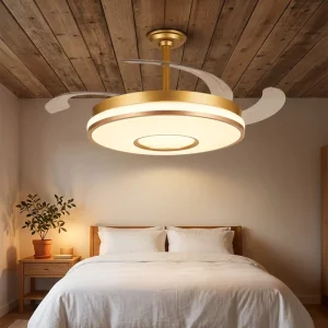 LED Ceiling Fan Light Variable Frequency Full Copper Motor ClassA Silent Remote Control 3 Blade PC Battery Electric Energy