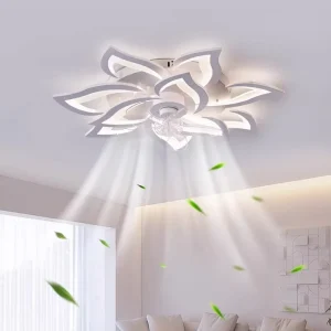 LED Ceiling Fan Lights Intelligent Lighting Modern Indoor Surface Mounted Flower Lights Kitchen Bedroom Living Room