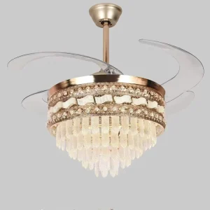 LED Ceiling Fan with Light Bedroom Crystal APCITL