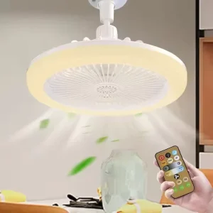 LED Ceiling Fan with Light Remote Control Plastic 3-Speed 360 Rotation Modern Design for Bedroom Living Room Summer Cooling