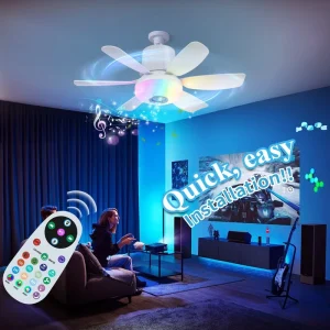 LED Ceiling Mounted Fan Light with Remote Control for Bedrooms and Dining Rooms Nordic Style EU Certified
