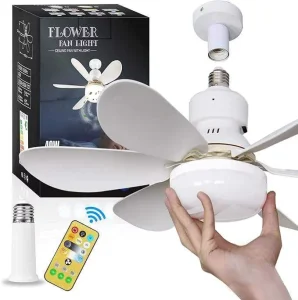 LED DC Motor Ceiling Fan Light with Socket Removable Blades Remote Control Modern for Living Room Bedroom