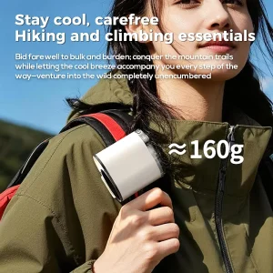 LED Digital Display 5-Speed Portable Clip Fan 3000mAh Wearable Waist Belt Fan for Outdoor Camping Hiking Sports Work