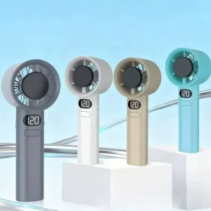LED Display Hand Held Rechargeable Fan Outdoor City Walk Travel Summer Cooling Mini Portable Fan