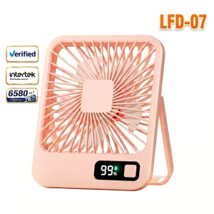 LED Light Desk Fan 4-Speed Brushless Motor Ultra Quiet (29dB) Digital Display Type-C Rechargeable USB Battery Powered