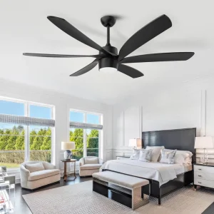 LED Waterproof Outdoor Electric Ceiling Fan 6 ABS Blades 8282CFM High Airflow Low Noise Remote Control 64 Inch