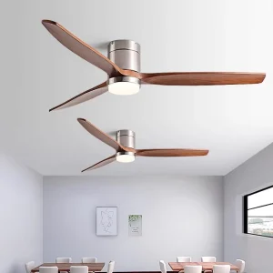 LED Wooden Ceiling Fan with Light Remote Control Modern Design for Home Office Dimmable 2 Year Warranty