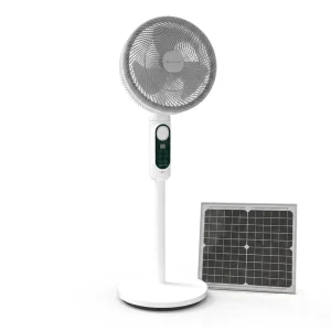 LOXENY Factory 14 Inch Solar Rechargeable Standing Fan 30W Monocrystalline Panel Dual Use Table Floor Outdoor Cooling