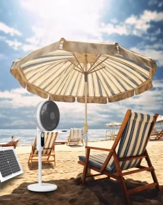 LOXENY Solar powered 30W 14 inch ABS Fan Air Circulator Electric Table Floor Dual Use Standing Oscillating Floor Energy Saving