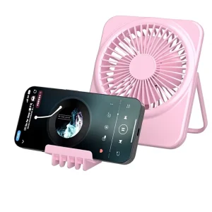 LY1005 Rechargeable USB Desktop Fan Quiet 5 Speeds Airflow Digital Display 800mAh Battery Mini Table Fan for Office Home
