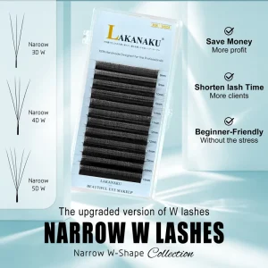 Lakanaku NEW TECH Premade 3D W Slim Private Label Soft Matte Narrow Fans YY 3DW 4DW 5DW Clover W Shape Eyelash Extensions