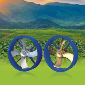 Large Airflow AC Exhaust Ventilation High Temperature Axial Fan Backward Curved Belt Drive Plastic Blades Electric Ball