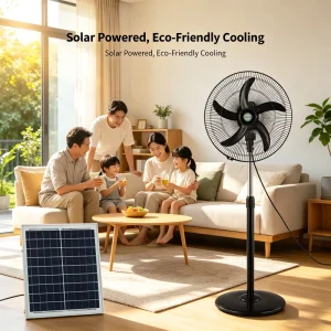 Large Airflow Power Solar Electric Fan with Solar Panel for Home Detachable Washable Blade for House Outdoor Leisure Ventilation