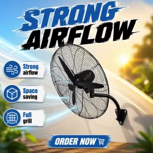 Large Industrial Wall Mounted Fan 20 30 Inch High Power High Airflow Moving Head Wall Fan Commercial Use 220V Motor