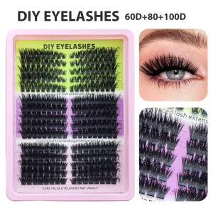 Lash Cluster Spikes 10 Rows Fluffy Wispy Faux Mink DIY Individual Eyelash Extensions Glue Free OEM Private Label