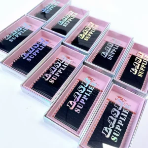 Lash Supplies Custom Private Logo Dark Matte Black Velvet Cashmere Handmade CC DD Mink Silk Eyelash Extensions Trays