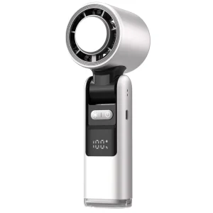 Latest Foldable Bladeless Mini Fan with Digital Display Rechargeable Battery for Outdoor & Car Use