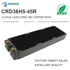 Lead free 360mm Copper Row Water Cooling Radiator 5 Ports G1 4 High Performance Liquid Cooling Heat Dissipation for Gaming PC