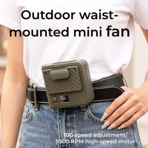 Leafless Waist Hung Fan Rechargeable Outdoor Portable Neck Fan High Airflow Mini Hanging Fan with LED Smart Digital Display