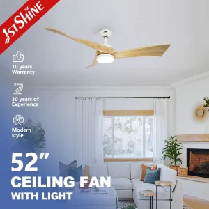 Led Ceiling Fan 52 Inch 6 Speed Remote Control 3 Solid Wood Blades Decorative Led Ceiling Fan