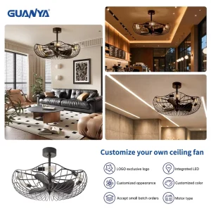 Led Ceiling Fan 6 Speed Wind Adjustable Smart Remote Ceiling Fan Guangyang
