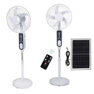 LiFePO4 16 Inch AC DC Stand Fan Brushless with extra Bulb Fan Power Bank Solar Powered Rechargeable standing Fan